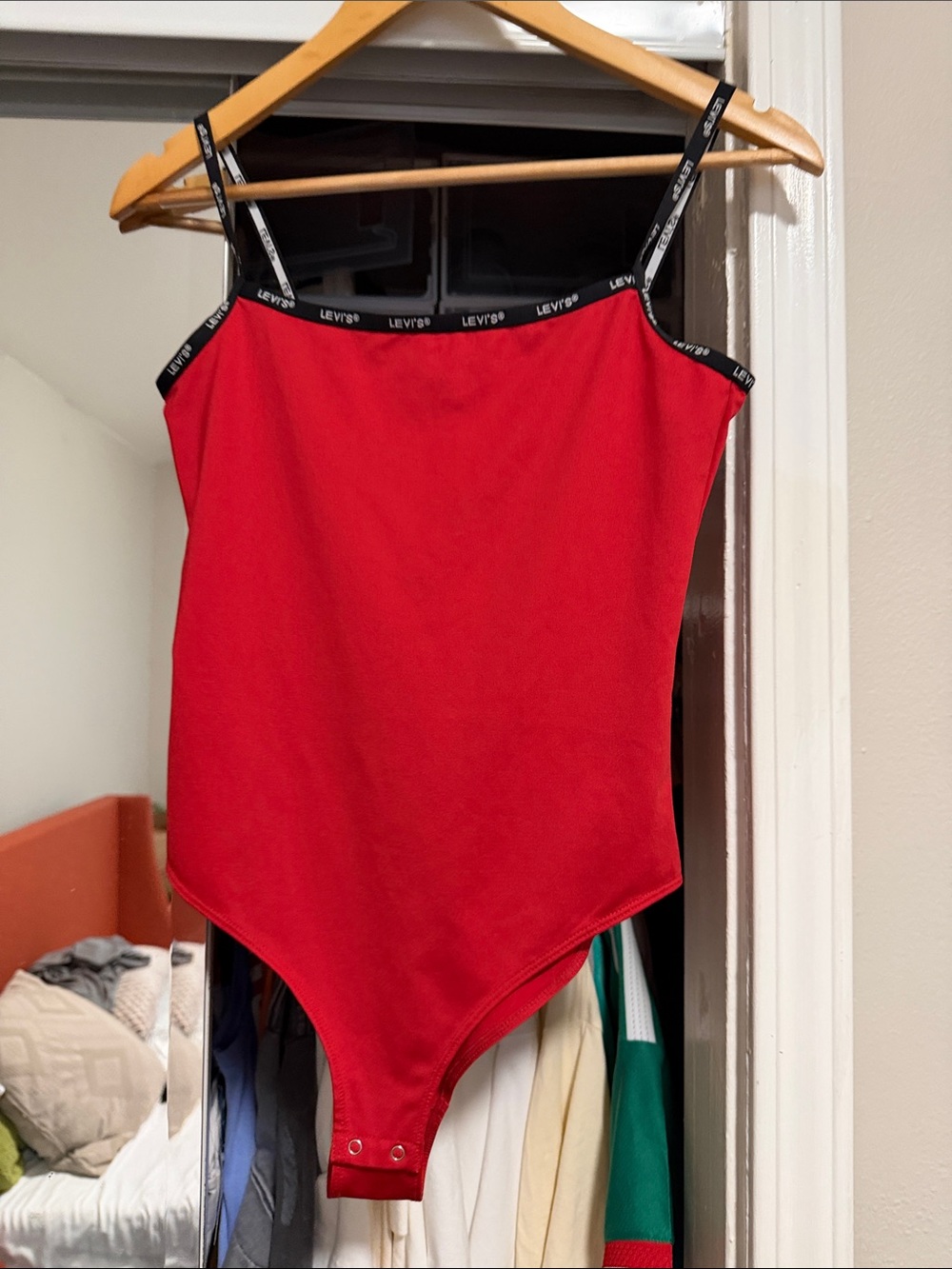 Levi's Red Bodysuit with Black Branded Trim